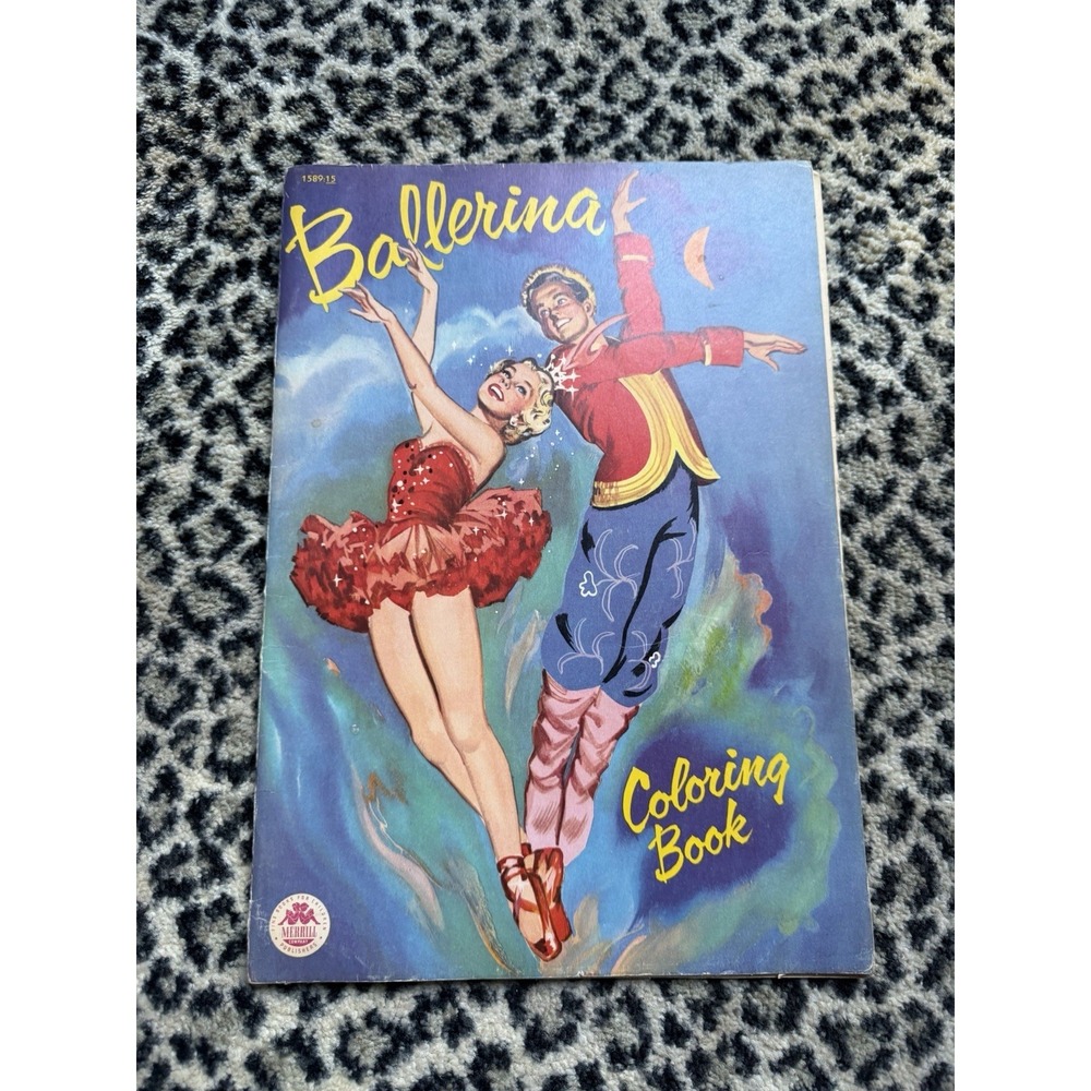 1953 Ballerina Coloring Book Merrill Co Partially Colored Ballet Fairy Tales VTG